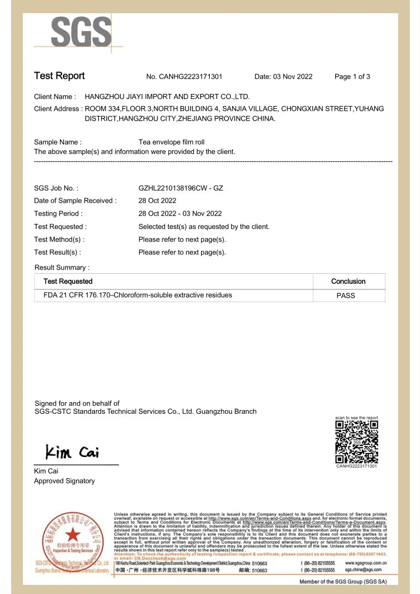 tea envelope film roll